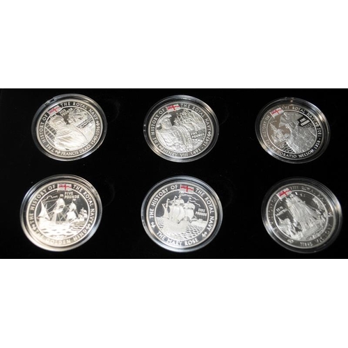 144 - Royal Mint 2009 Silver Proof Coin Set History of the Royal Navy - Ships and Captains 6 x silver proo... 