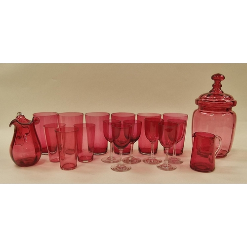 37 - Collection of cranberry coloured glassware (18).