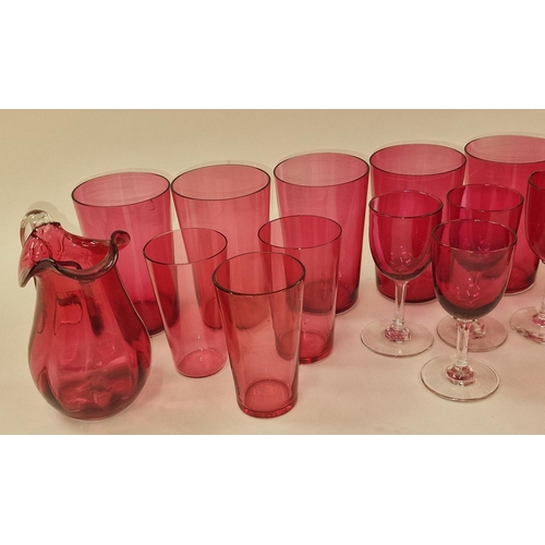 37 - Collection of cranberry coloured glassware (18).