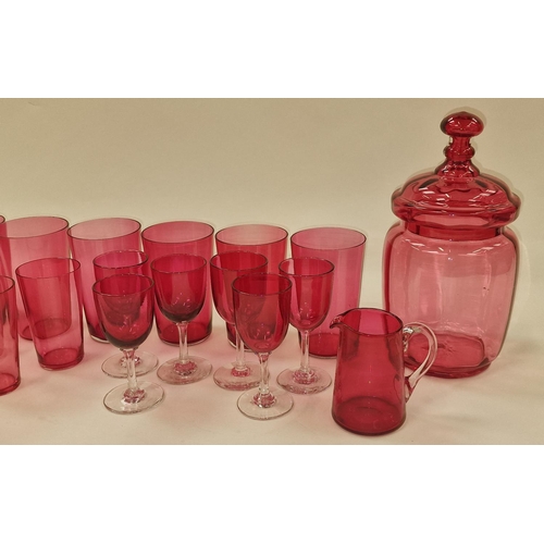 37 - Collection of cranberry coloured glassware (18).