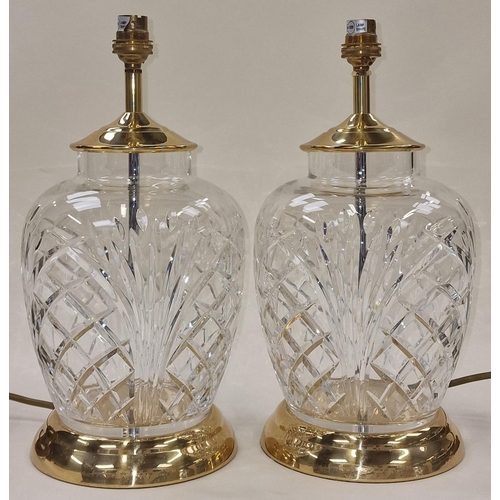 5 - Unmarked Waterford Crystal pair of quality table lamps each 38cm tall.