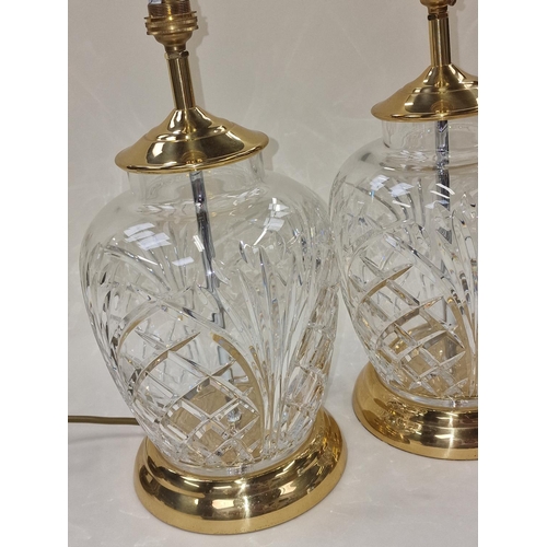 5 - Unmarked Waterford Crystal pair of quality table lamps each 38cm tall.