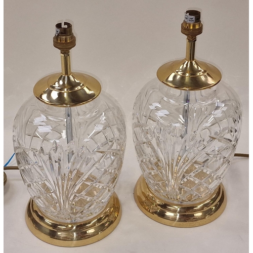 5 - Unmarked Waterford Crystal pair of quality table lamps each 38cm tall.