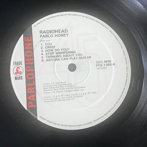 52 - RADIOHEAD ‘PABLO HONEY’  EARLY PRESS LP. Very Early Pressing from England 1993 on Parlophone PCS 736... 