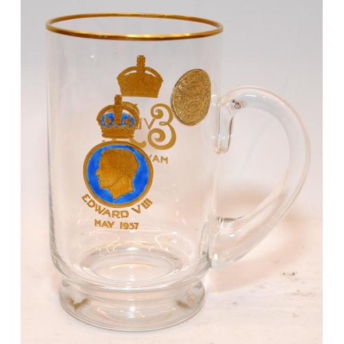 18 - Rare glass tankard by Webb Corbett commemorating the Coronation of Edward VIII. The property of an e... 