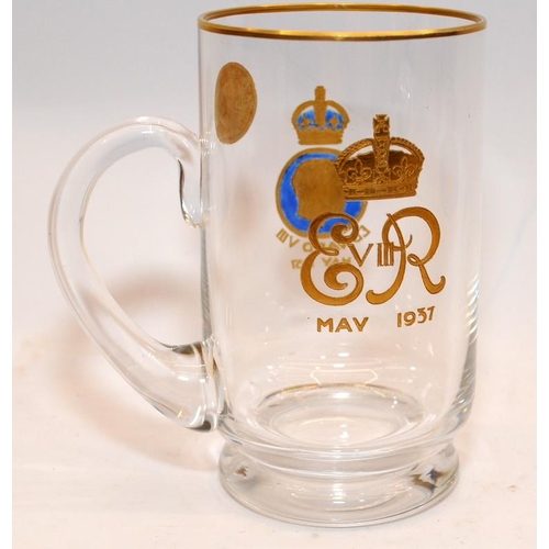 18 - Rare glass tankard by Webb Corbett commemorating the Coronation of Edward VIII. The property of an e... 