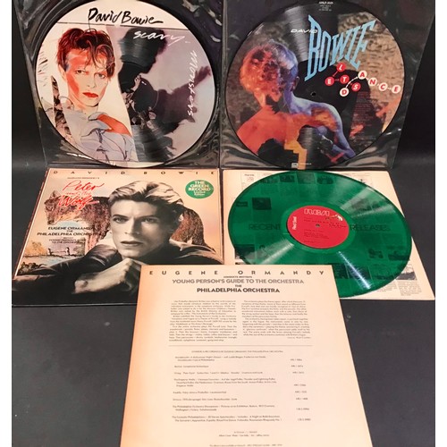 26 - DAVID BOWIE VINYLS X 3 (PICTURE & COLORED DISC’S). 2 picture disc albums here with the first being ‘... 