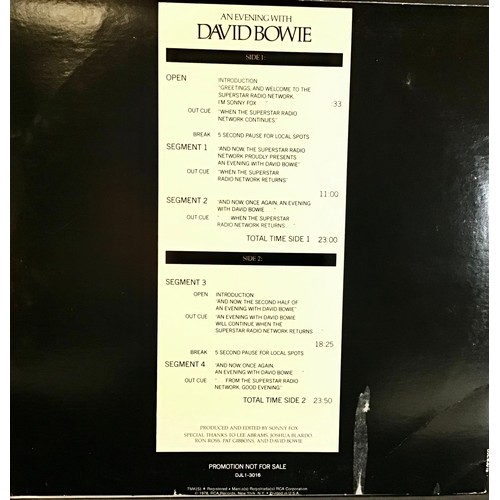 100 - RARE DAVID BOWIE US PROMO / DEMO VINYL LP 'AN EVENING WITH DAVID BOWIE '. This (not for sale)record ... 