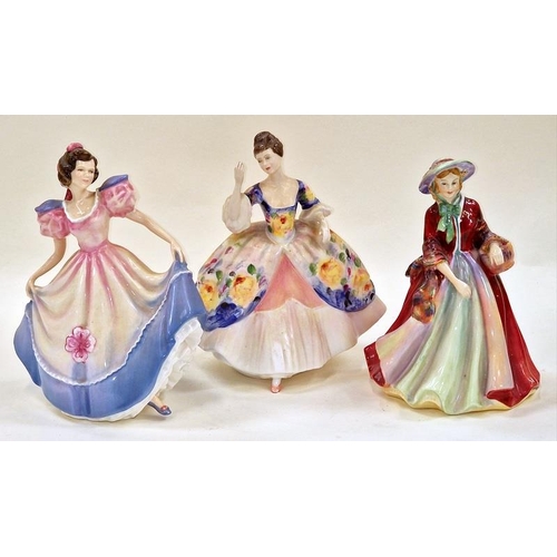 24 - Royal Doulton vintage figurines  Christine HN2792, Angela HN3491, and a Paragon Lady Mariln