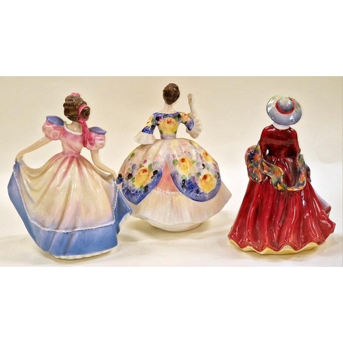 24 - Royal Doulton vintage figurines  Christine HN2792, Angela HN3491, and a Paragon Lady Mariln