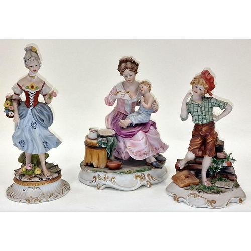 41 - 3 x Capodimonte Figures ave 25cm tall