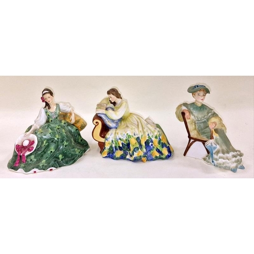 49 - 3 x vintage Royal Doulton figurines Solitude HN2810, Elyse HN2474, Ascot HN2356