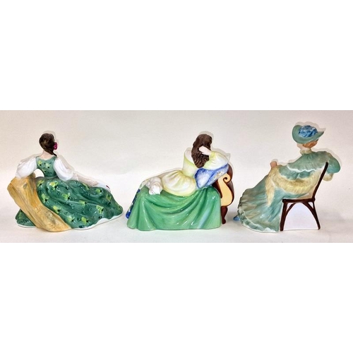 49 - 3 x vintage Royal Doulton figurines Solitude HN2810, Elyse HN2474, Ascot HN2356