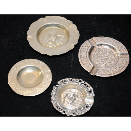 451 - A small collection of silver ash/pin trays. 4 in lot