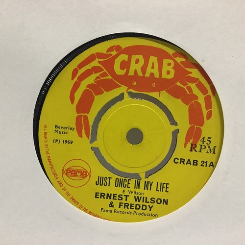 519 - ERNEST WILSON & GLEN ADAMS 7” ‘JUST ONCE IN MY LIFE / MIGHTY ORGAN’. A Crab Release on CRAB 21 from ... 