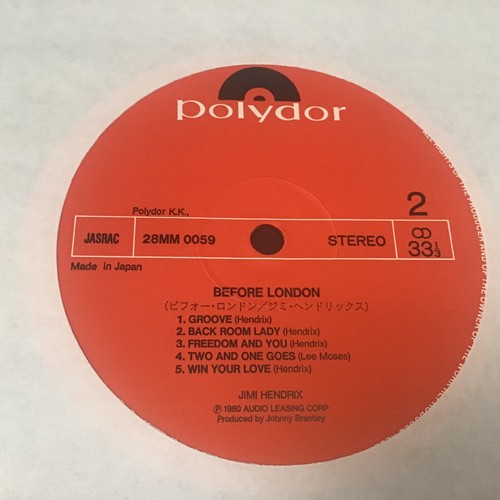 143 - JIMI HENDRIX VINYL JAPANESE COPY OF ‘BEFORE LONDON’. Found here on Polydor Records 28MM 0059 from 19... 