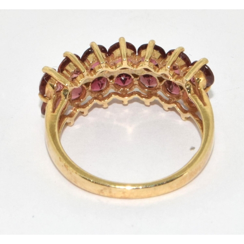 295 - 9ct Twin Row Pink Tourmaline Ring. Size N