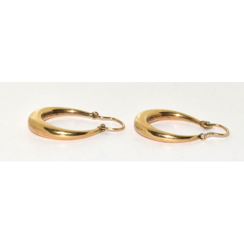 300 - 9ct Gold Gypsy Half Moon Loop Earrings