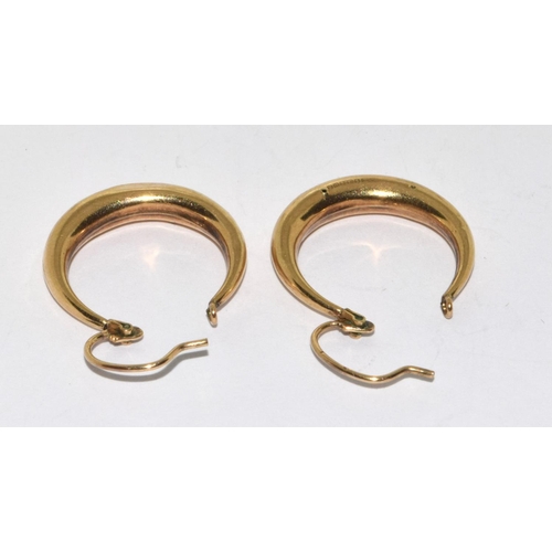 300 - 9ct Gold Gypsy Half Moon Loop Earrings