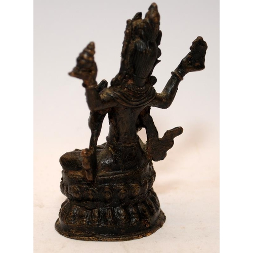 83 - Vintage Tibetan bronze figure of the Goddess Bashundhara. 10cms tall