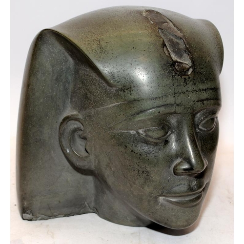 101 - Large bust of an Egyptian Pharoah . Approx 26cms tall, very heavy! Age is Indeterminate .