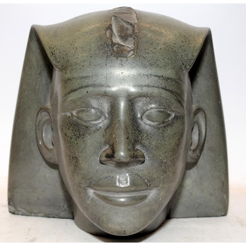 101 - Large bust of an Egyptian Pharoah . Approx 26cms tall, very heavy! Age is Indeterminate .