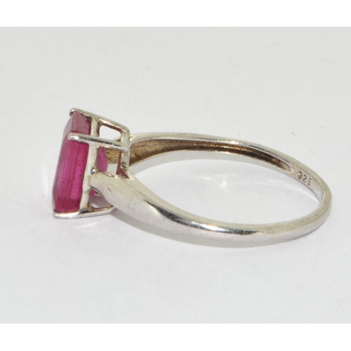 358 - A 925 silver and rubalite ring Size O