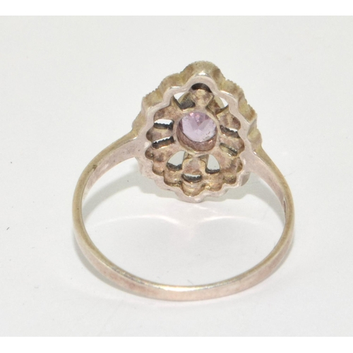 372 - A 925 silver marcasite and amethyst ring Size Q