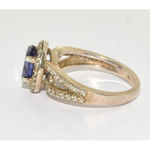 364 - A 925 silver, CZ and tanzanite ring size P