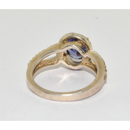 364 - A 925 silver, CZ and tanzanite ring size P