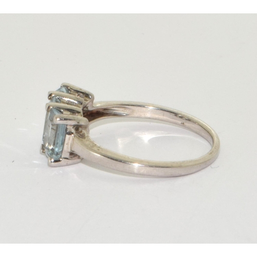 368 - A 925 silver TGGC aquamarine ring Size N