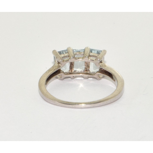 368 - A 925 silver TGGC aquamarine ring Size N