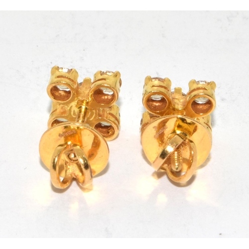 321 - Diamond earrings approx 1.00ct set in 5 grams 22ct gold, Boxed.