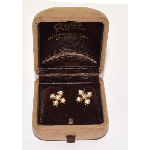 321 - Diamond earrings approx 1.00ct set in 5 grams 22ct gold, Boxed.