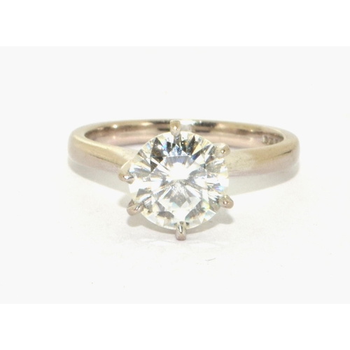 288 - 18ct white gold ring set with moissanite (diamond) approx 2.00ct, 4.4g, Size M