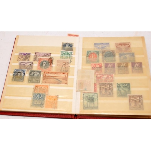 193 - 3 x small stock books with a selection of world stamps