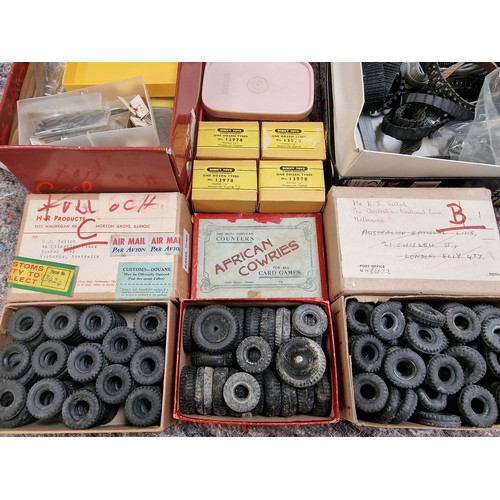 142 - Collection of model making spare parts to include large collection of new old stock rubber car tyres... 