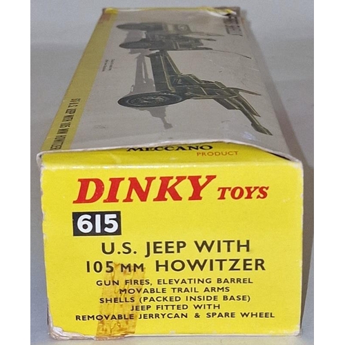 81 - Dinky model 615 U S Jeep with Howitzer box tatty not checked