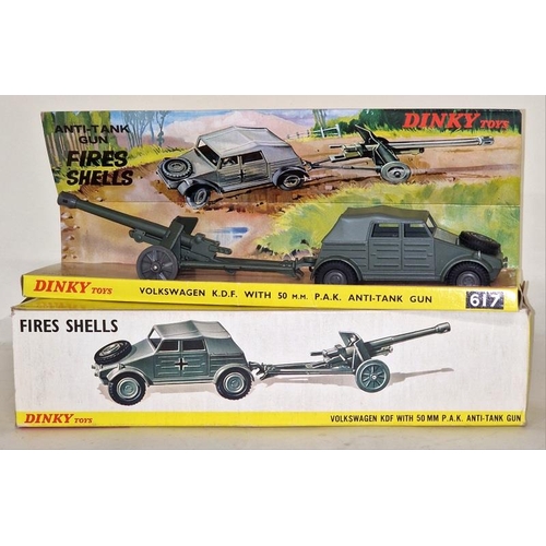 82 - Dinky toys No 617 Volkswagen KDF with 50mm P.A.K Anti Tank Gun box tatty not checked