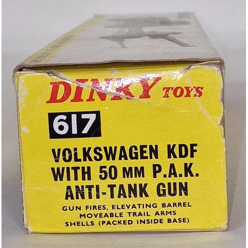 82 - Dinky toys No 617 Volkswagen KDF with 50mm P.A.K Anti Tank Gun box tatty not checked