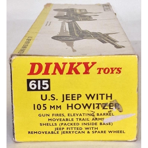 83 - Dinky model 615 U S Jeep with Howitzer box tatty not checked