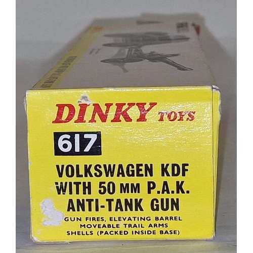 84 - Dinky toys No 617 Volkswagen KDF with 50mm P.A.K Anti Tank Gun box tatty not checked