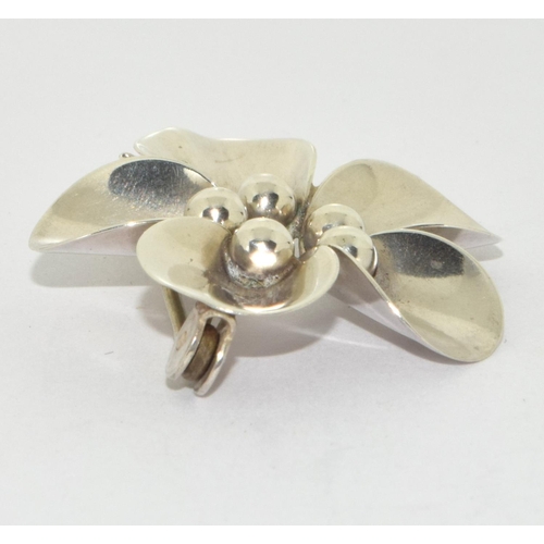 406 - Danish 1960's 'N E From' 925s silver daisy brooch.