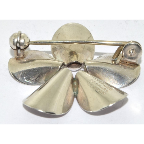 406 - Danish 1960's 'N E From' 925s silver daisy brooch.