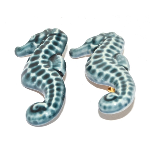 363 - 2 x 1970's Poole Pottery seahorse brooches.