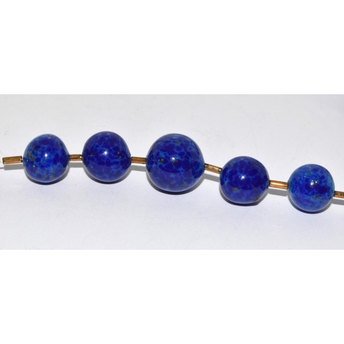 345 - Venetian Sommorso Colbolt blue/gold stone necklace.