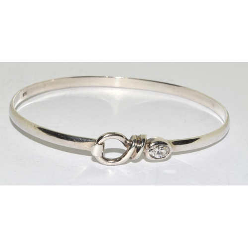 348 - CZ 925 silver bangle and ring.