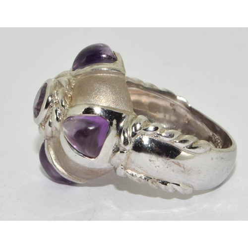 362 - Large amethyst 925 silver ring Size M