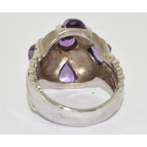 362 - Large amethyst 925 silver ring Size M