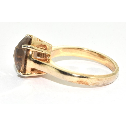 352 - Smokey quartz gold on 925 silver ring Size L 1/2.